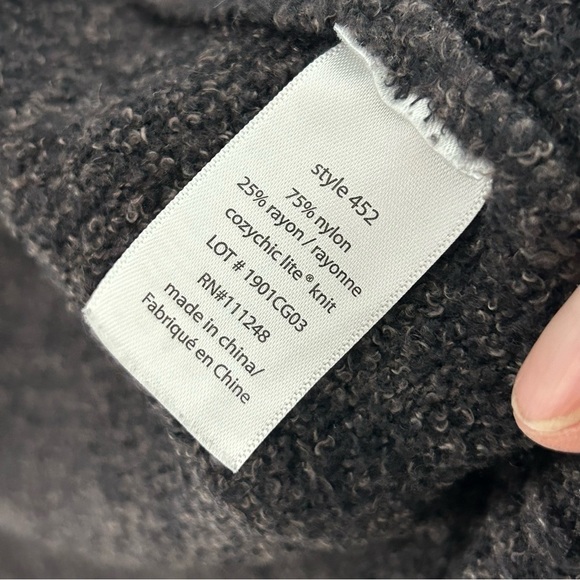 Barefoot Dreams CozyChic Lite Charcoal Gray Open Front Cardigan - Picture 10 of 12